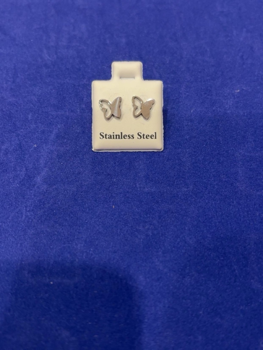 Stainless Steel Silver Butterfly Stud Earrings - Classic Women's Jewelry